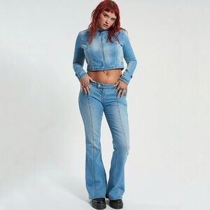 NWT The Ragged Priest Low Rider Bootcut Jean Flare Stretch Denim Light Blue 38